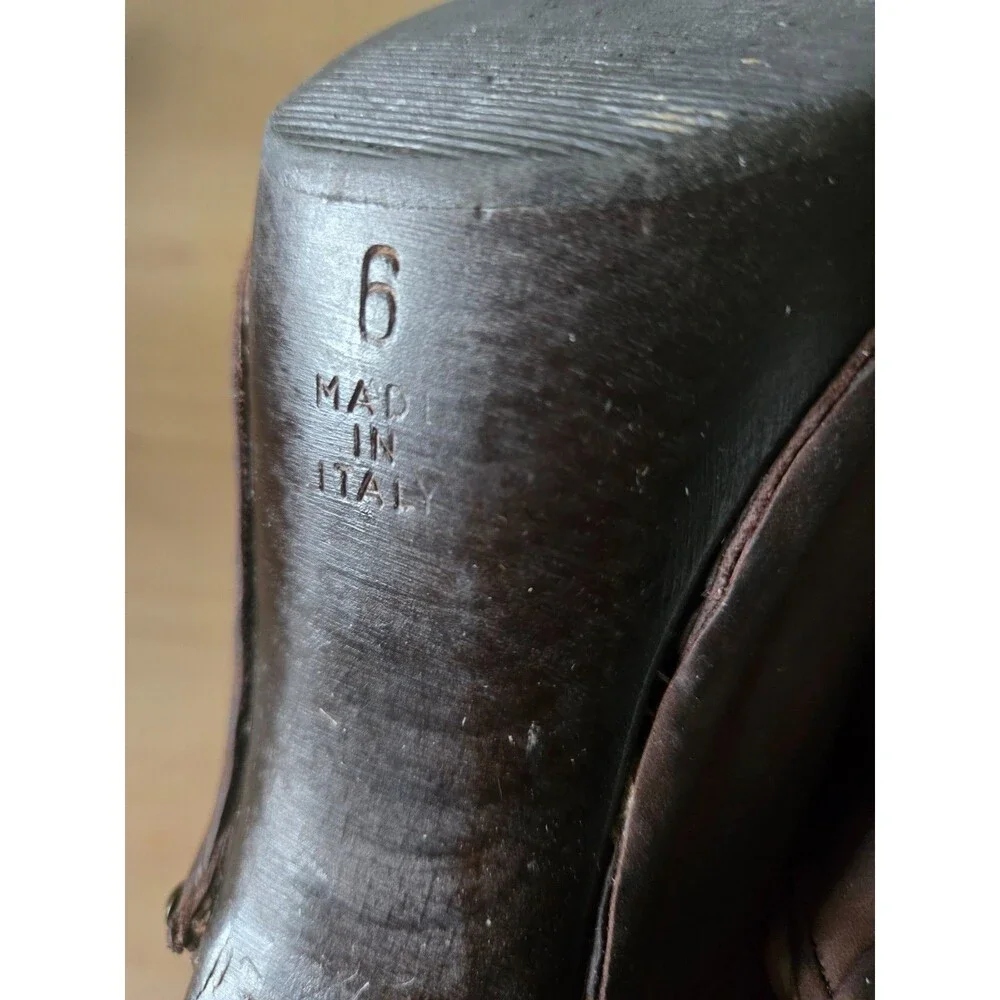 KORS Michael Kors Brown Wood Stiletto Leather Clog Mules size 6 Boho Vintage‎